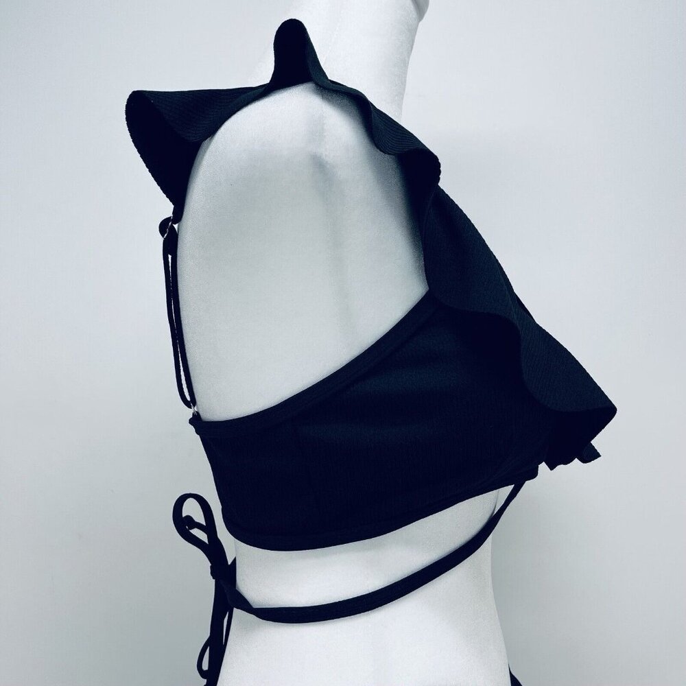 Zaful Bikini Size S Women’s Ruffle Swinsuit High Waist Side Tie Two Pieces Black - Picture 4 of 13